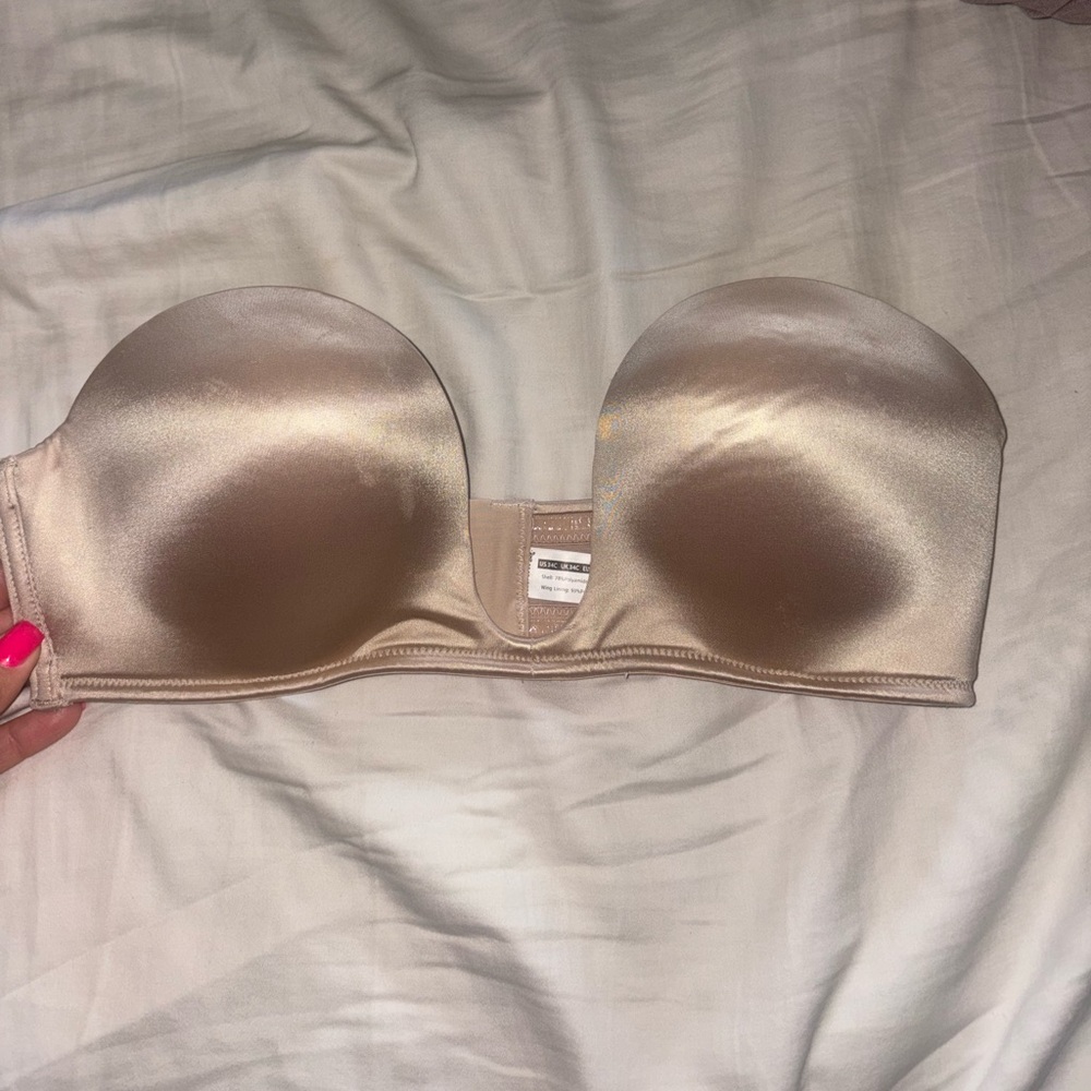 Strapless Satin Push-Up Bra - Nude